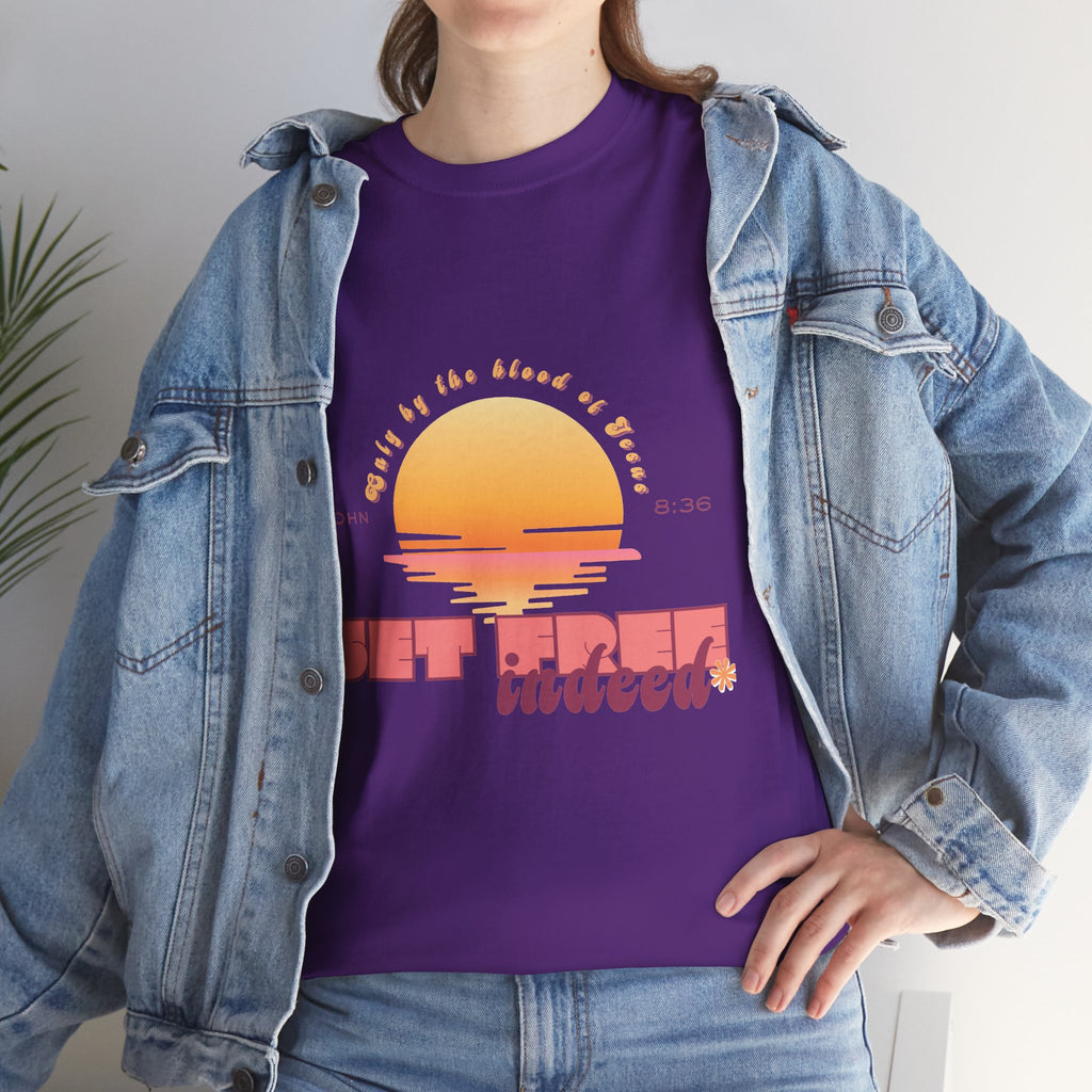 Women's 'Set free indeed' John 8:36- Heavy Cotton Tee