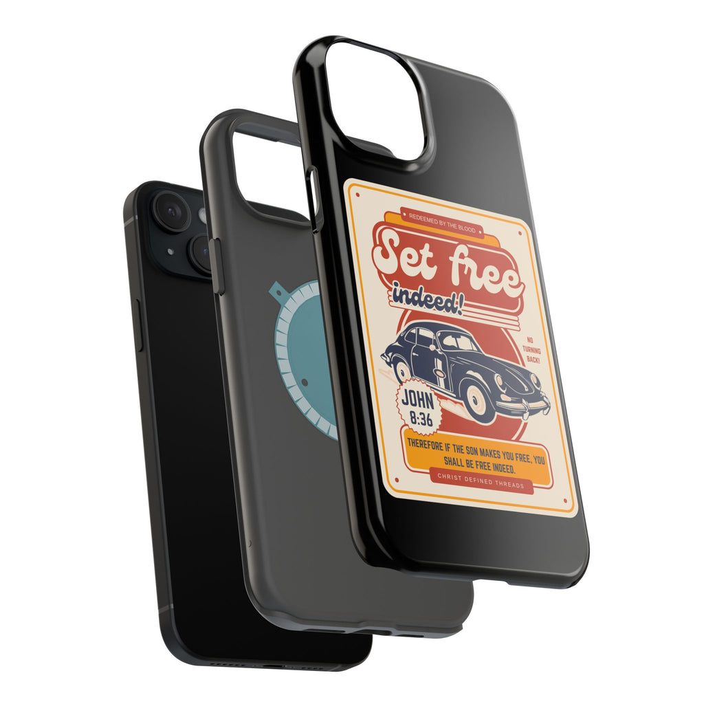 Men's 'Set free indeed' Vintage Graphic Phone Case — Magnetic Impact-Resistant