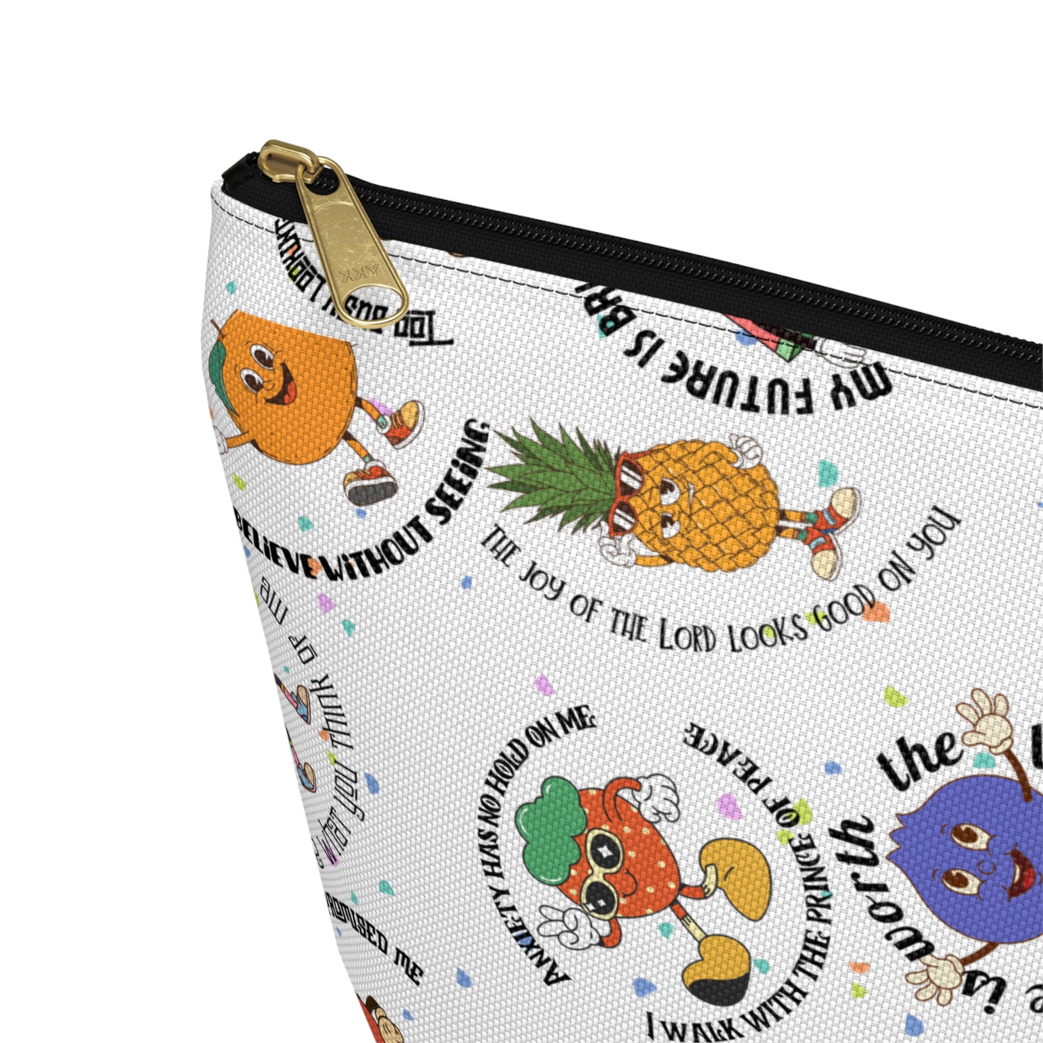 Fruitful Quotes Accessory Pouch — T-Bottom Bag