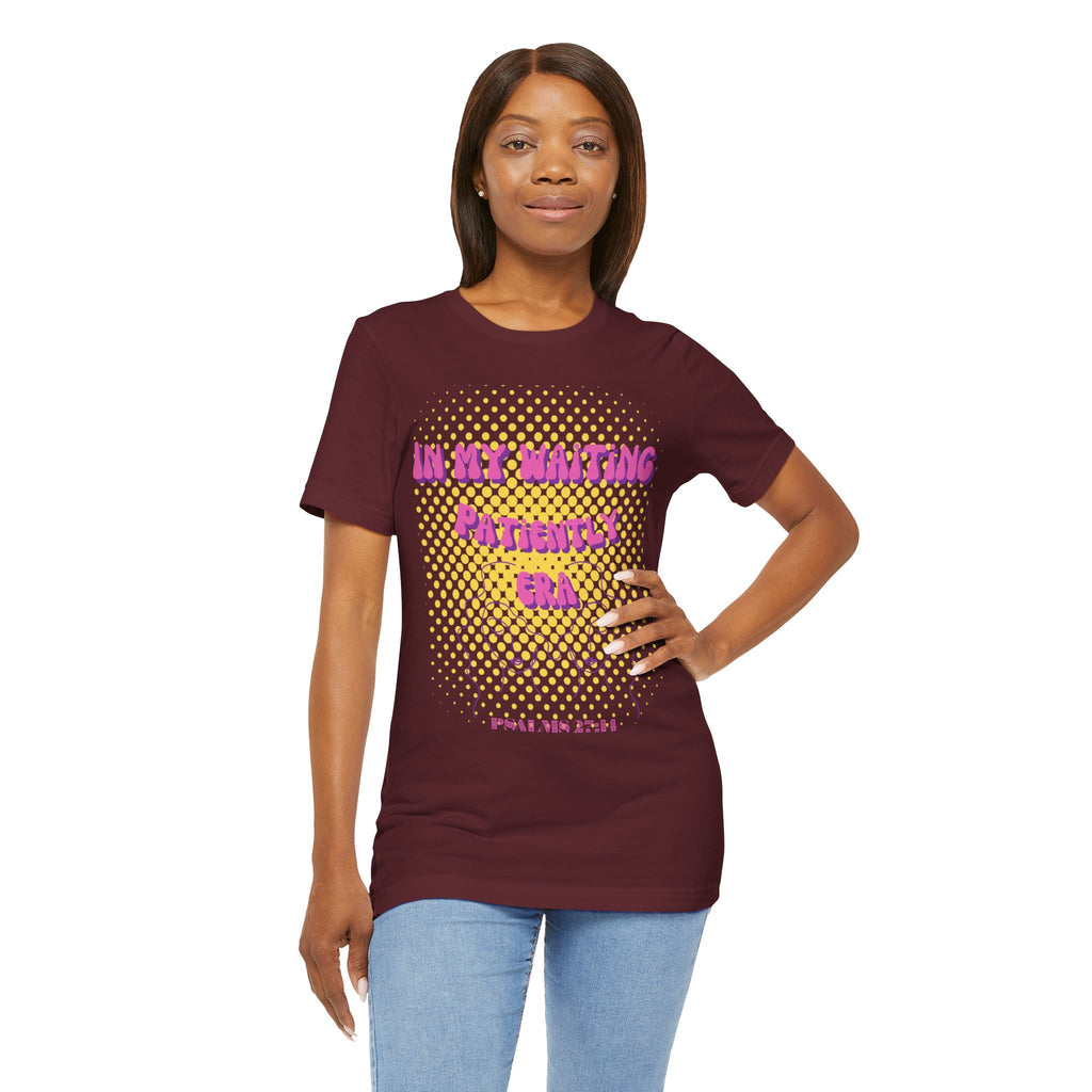 Women's 'In my Waiting Patiently Era' Tee - Yellow Graphic Jersey Short Sleeve