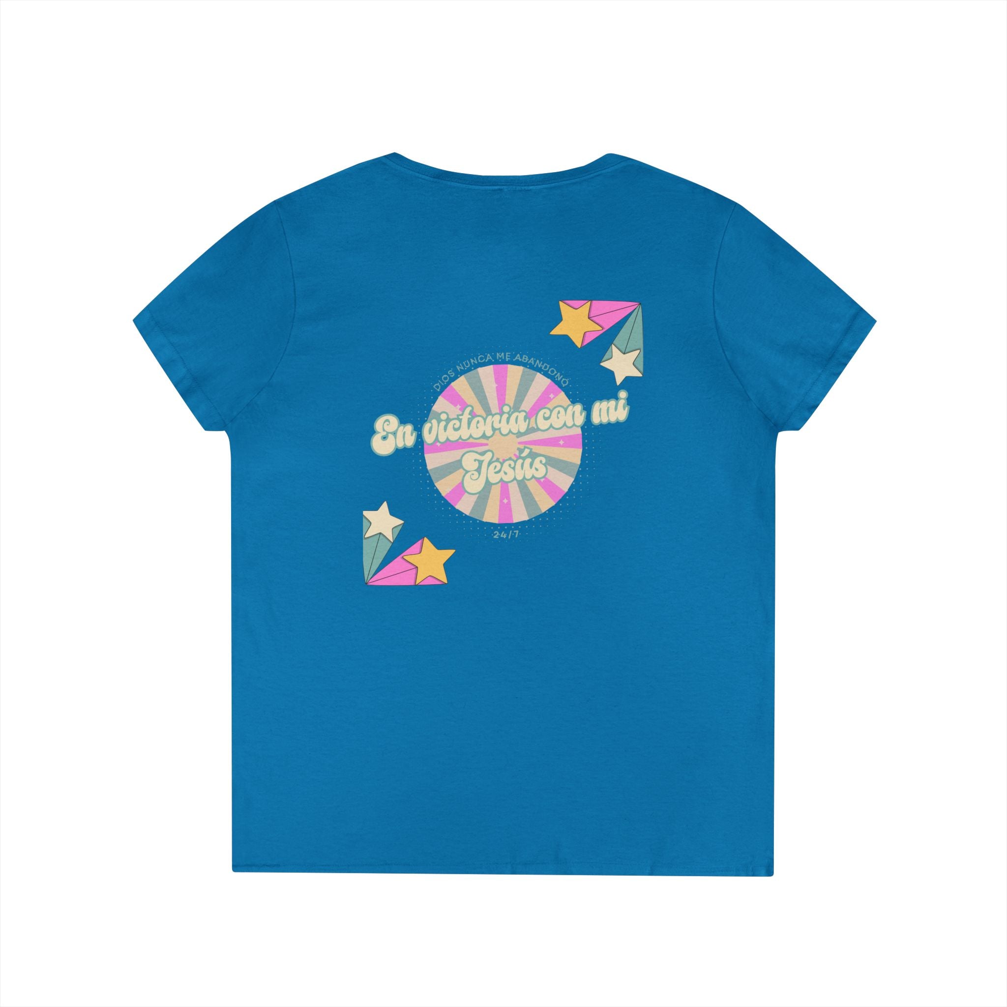 Camisa cuello V-Neck — "En victoria con mi Jesús" Para Mujeres