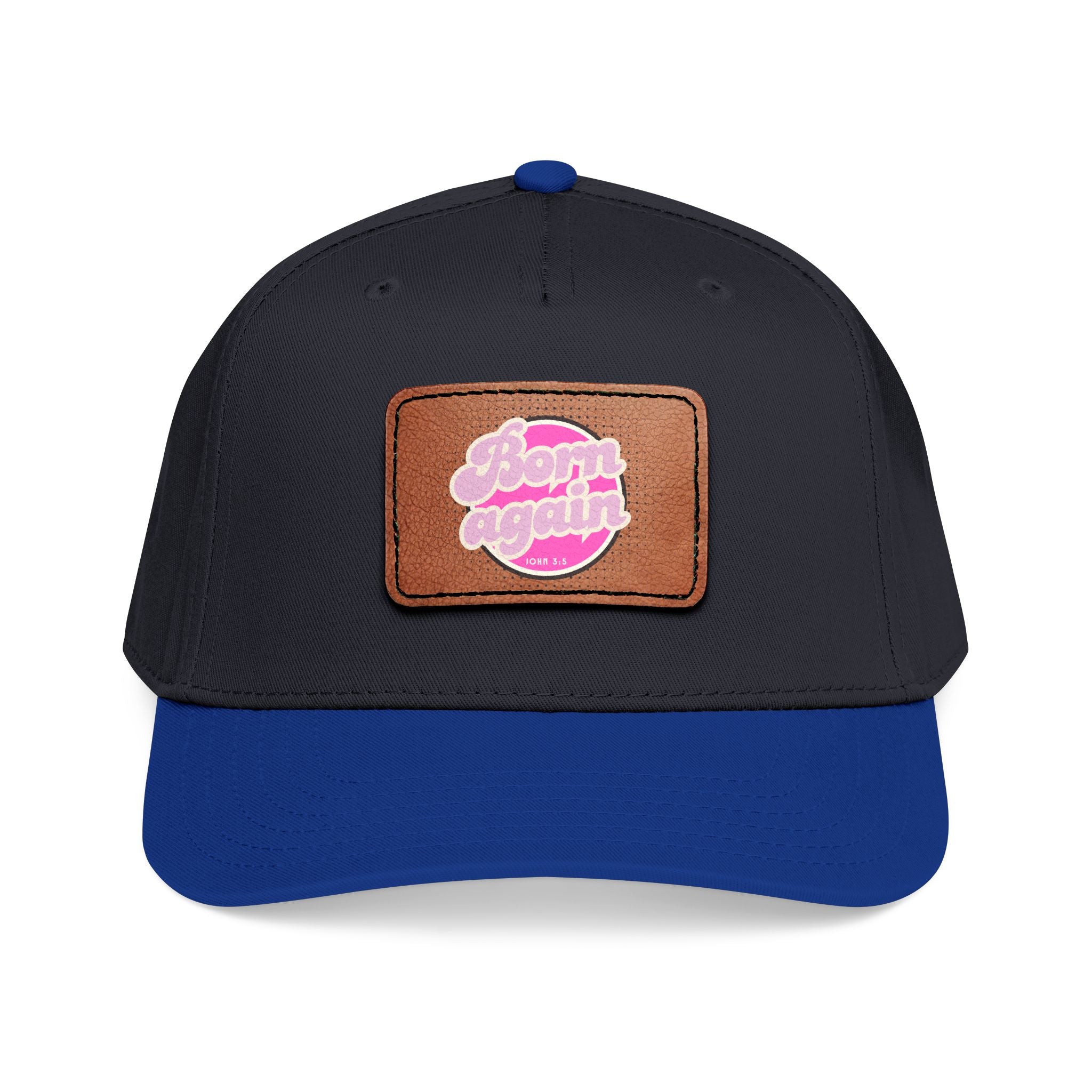 Women's 'Born Again' Leather Patch Baseball Cap — Retro Pink Logo Mid-Profile Hat
