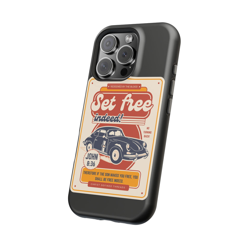 Men's 'Set free indeed' Vintage Graphic Phone Case — Magnetic Impact-Resistant