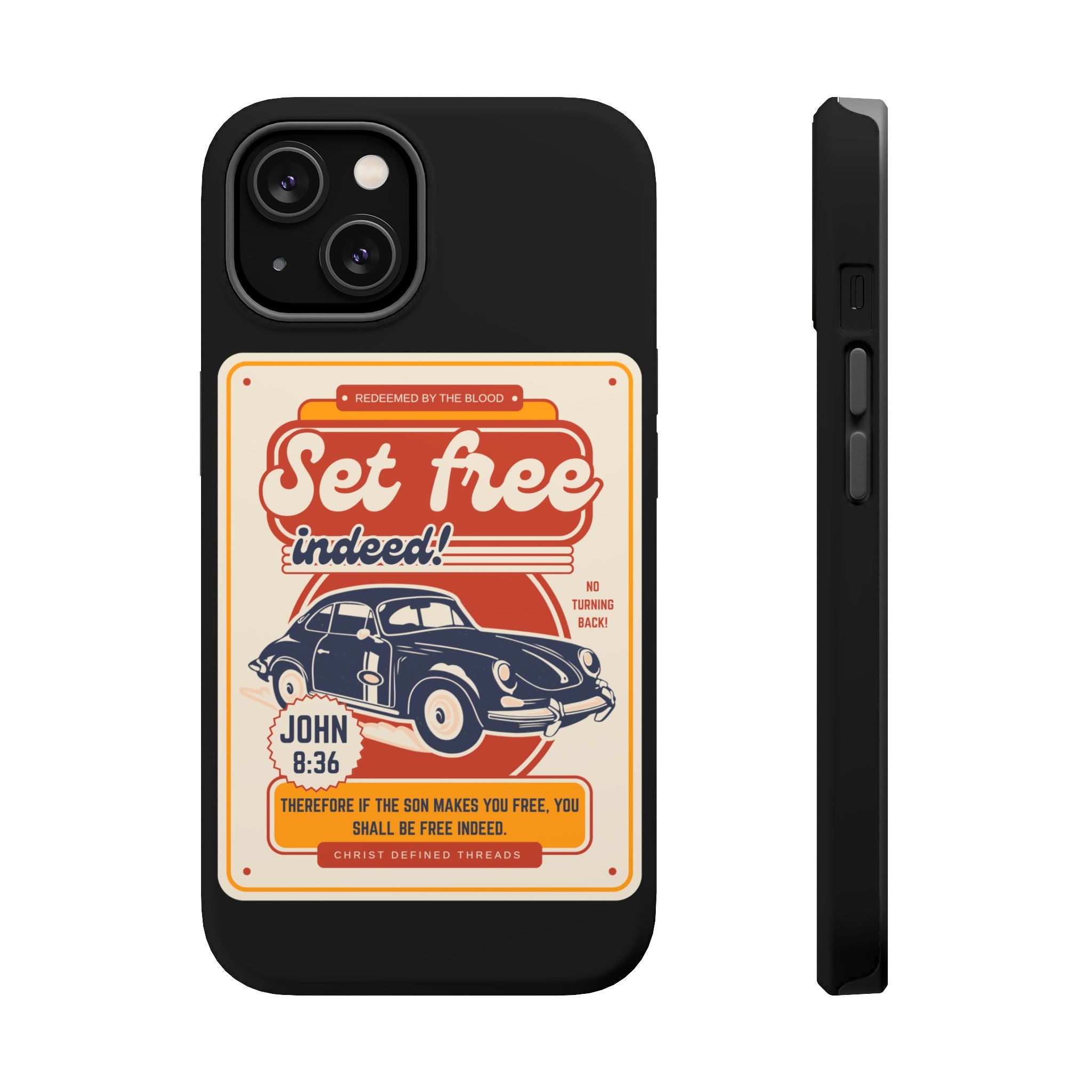Men's 'Set free indeed' Vintage Graphic Phone Case — Magnetic Impact-Resistant