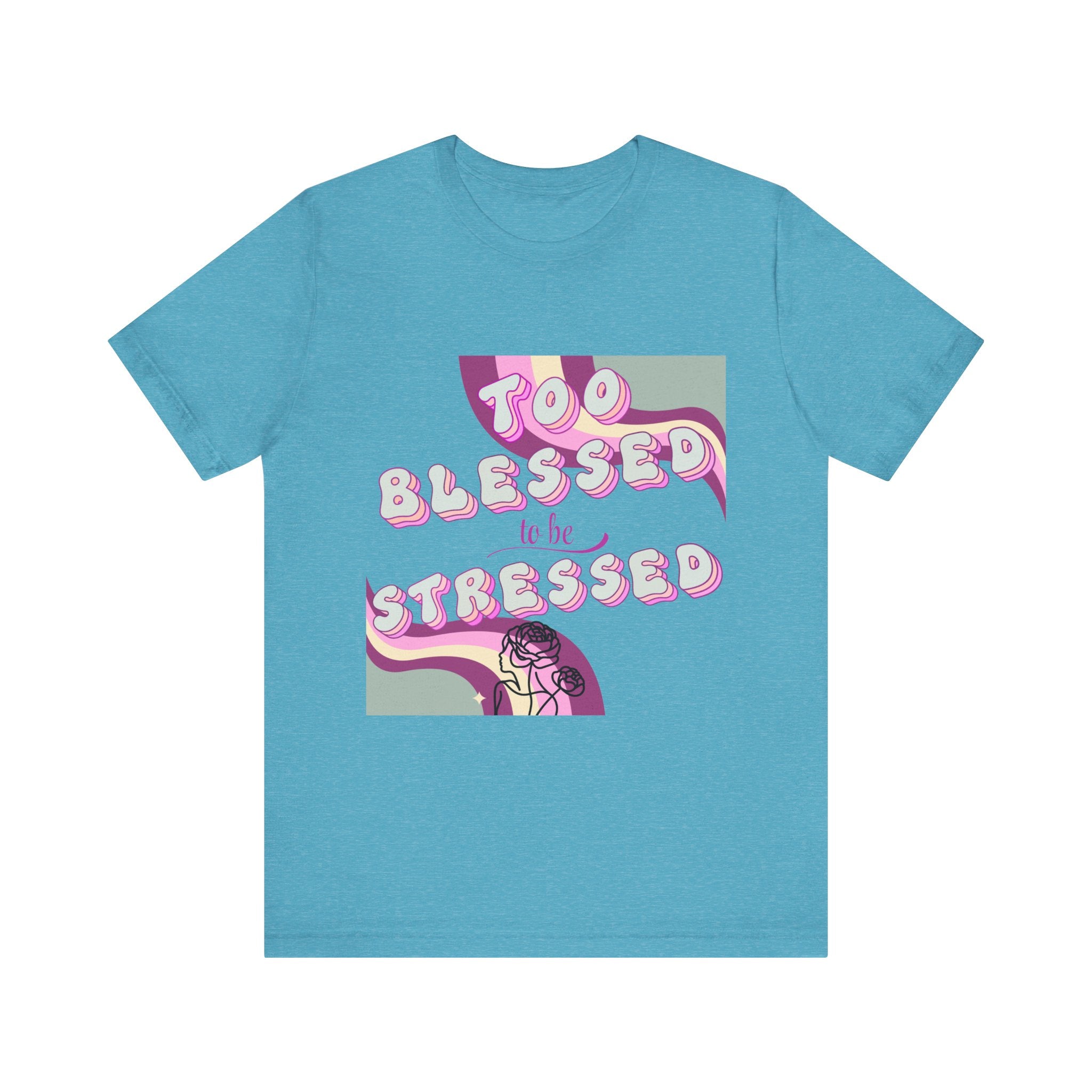 Women's Too Blessed to Be Stressed Tee — Retro Pink Graphic T-Shirt
