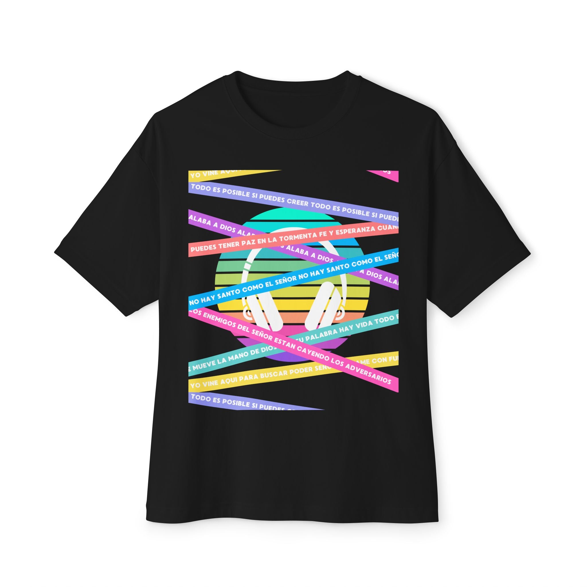 Woman's Spanish Music Tee (Música Cristiana letras)— Oversized Boxy with Colors