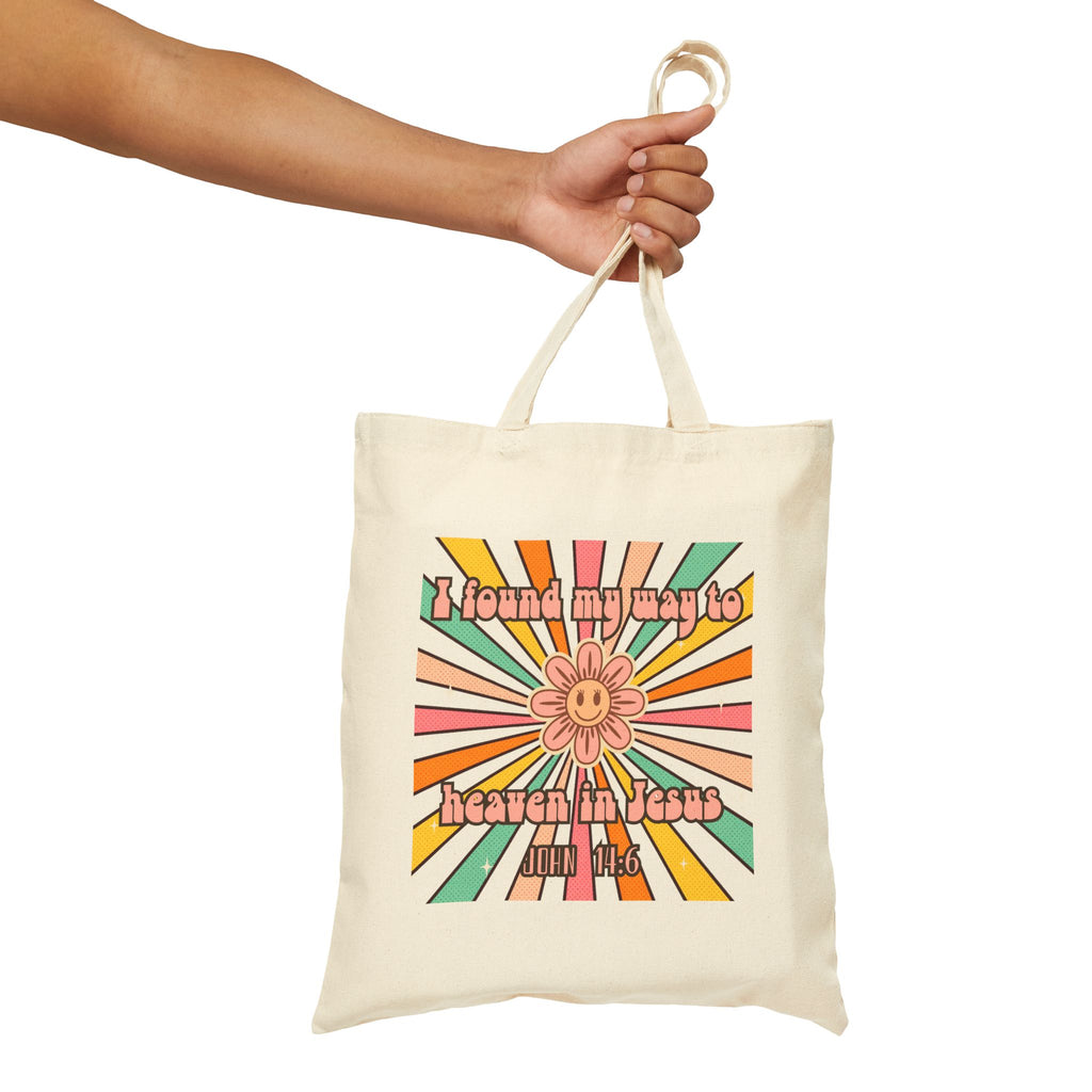 Women's John 14:6 Tote Bag — "I Found My Way to Heaven in Jesus" Canvas Shopper