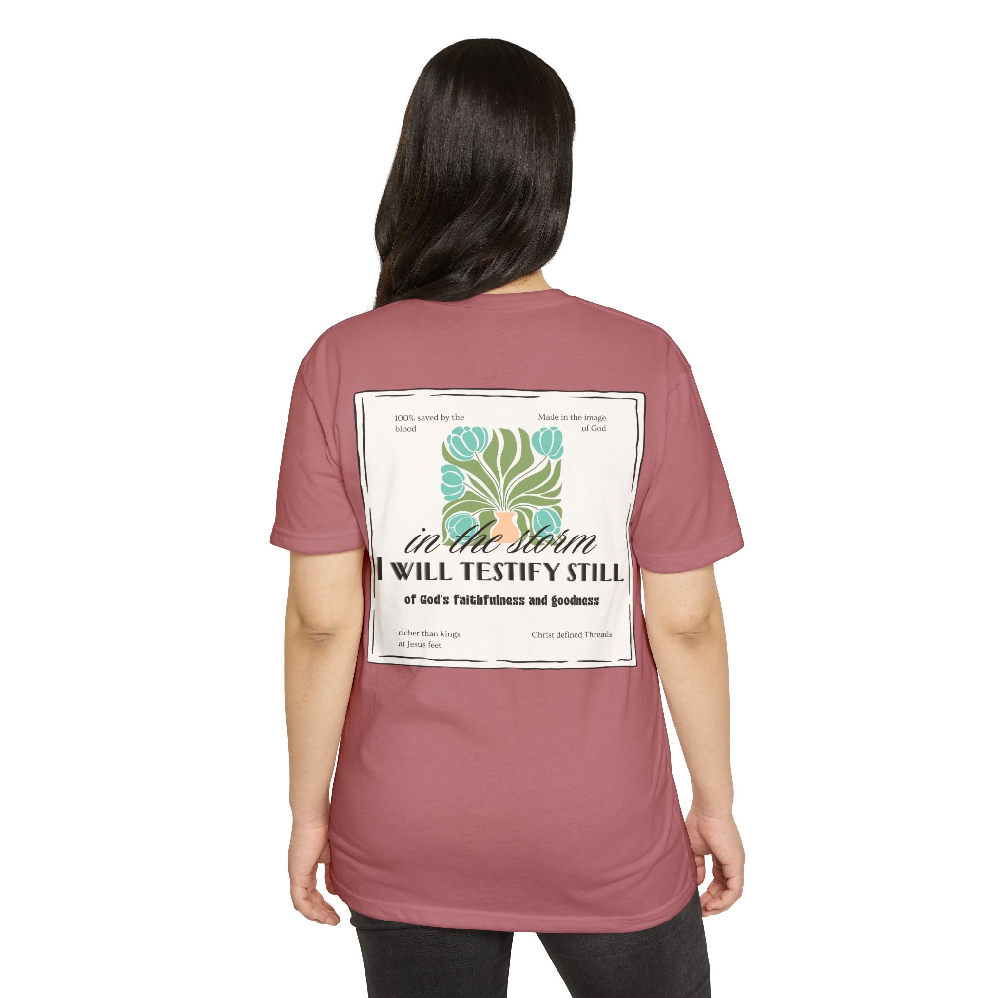 Women's  Faith Graphic T-Shirt — "In the Storm I Will Testify Still" Christian Tee