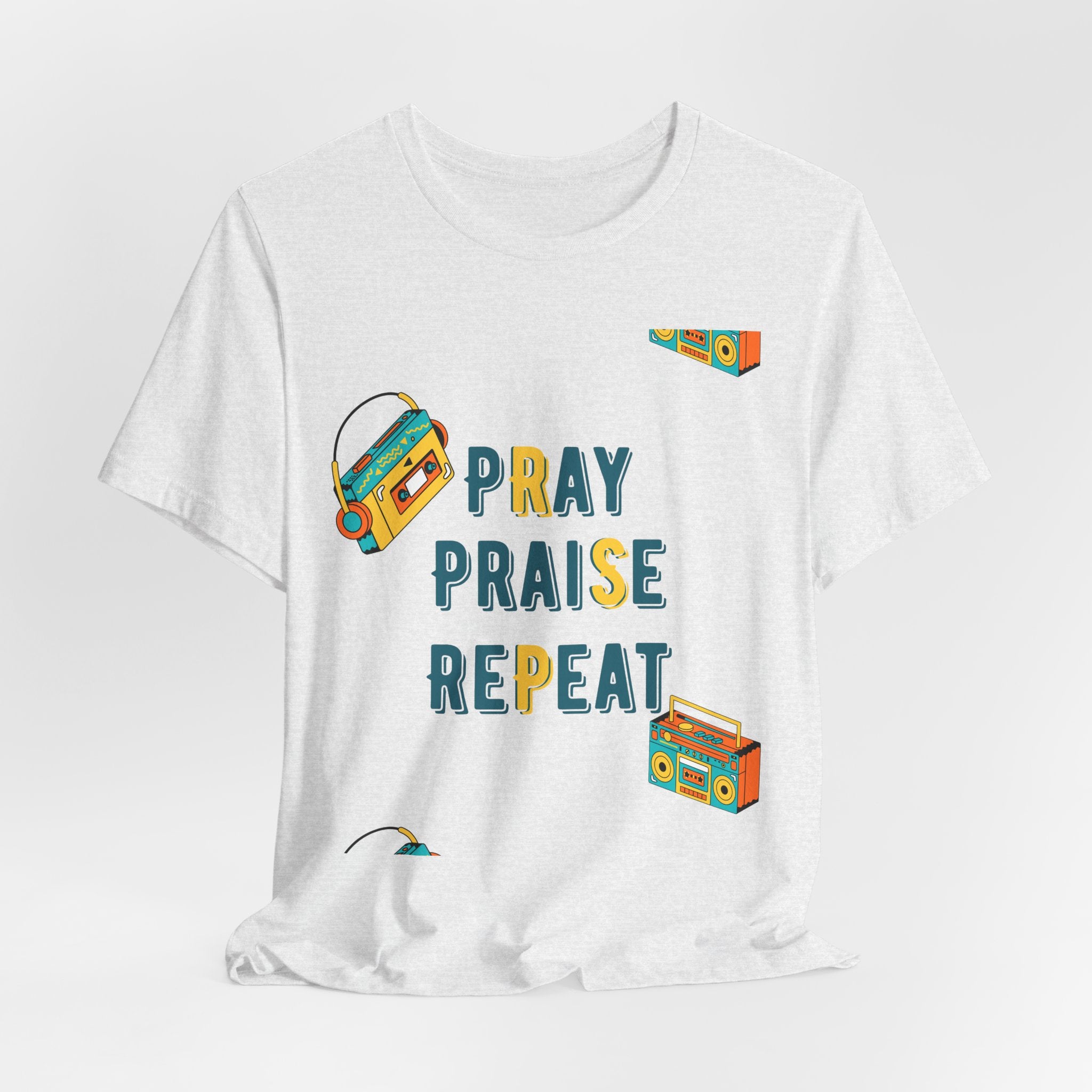 Pray Praise Repeat T-Shirt — Vintage Boombox Christian Tee