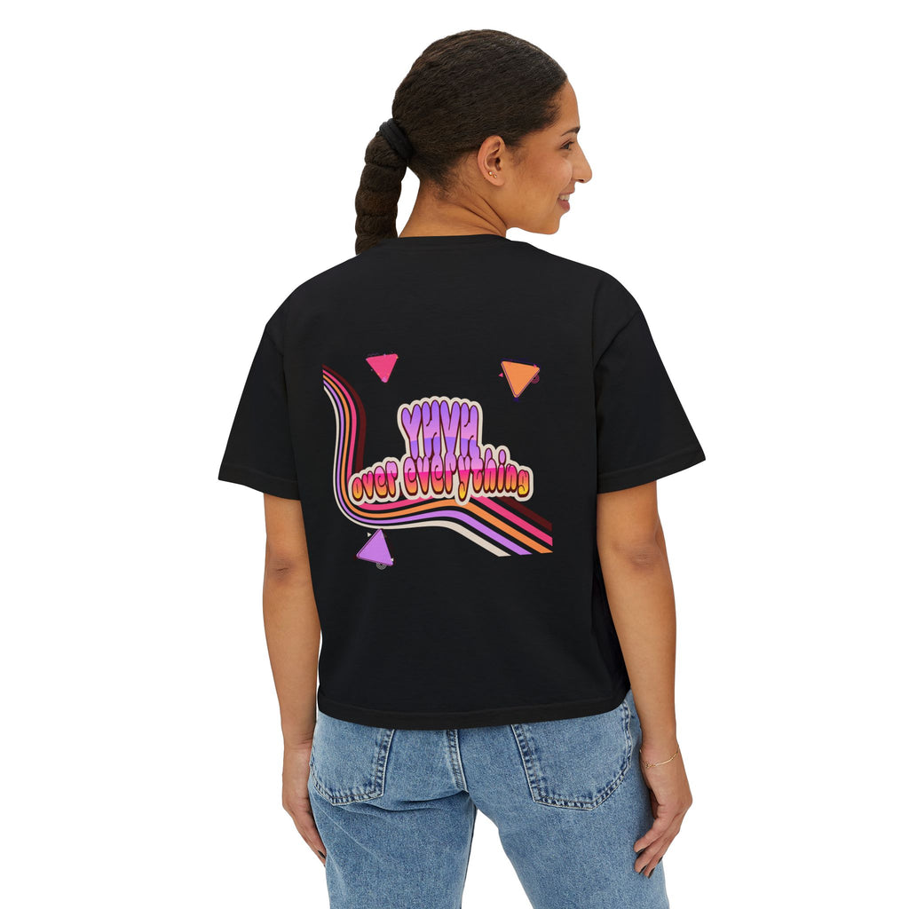 Retro 'YHVH over everything' Boxy Tee — Women's 90s Vibe Graphic T-Shirt