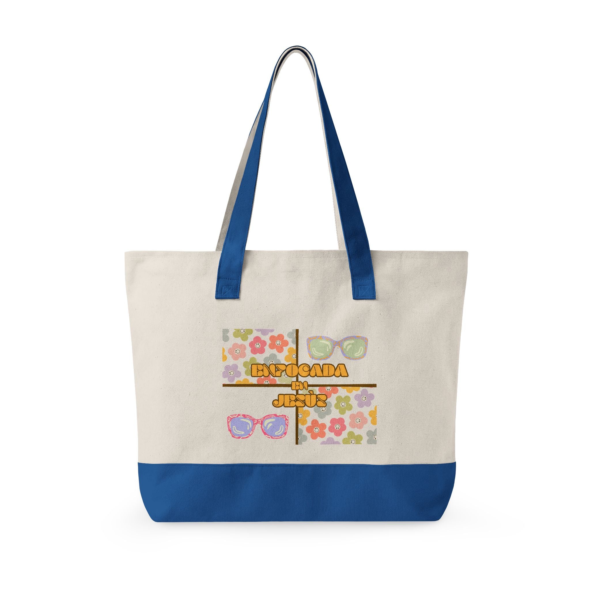 "Enfocada en Jesús" Canvas Tote - Retro Zippered Beach Bag