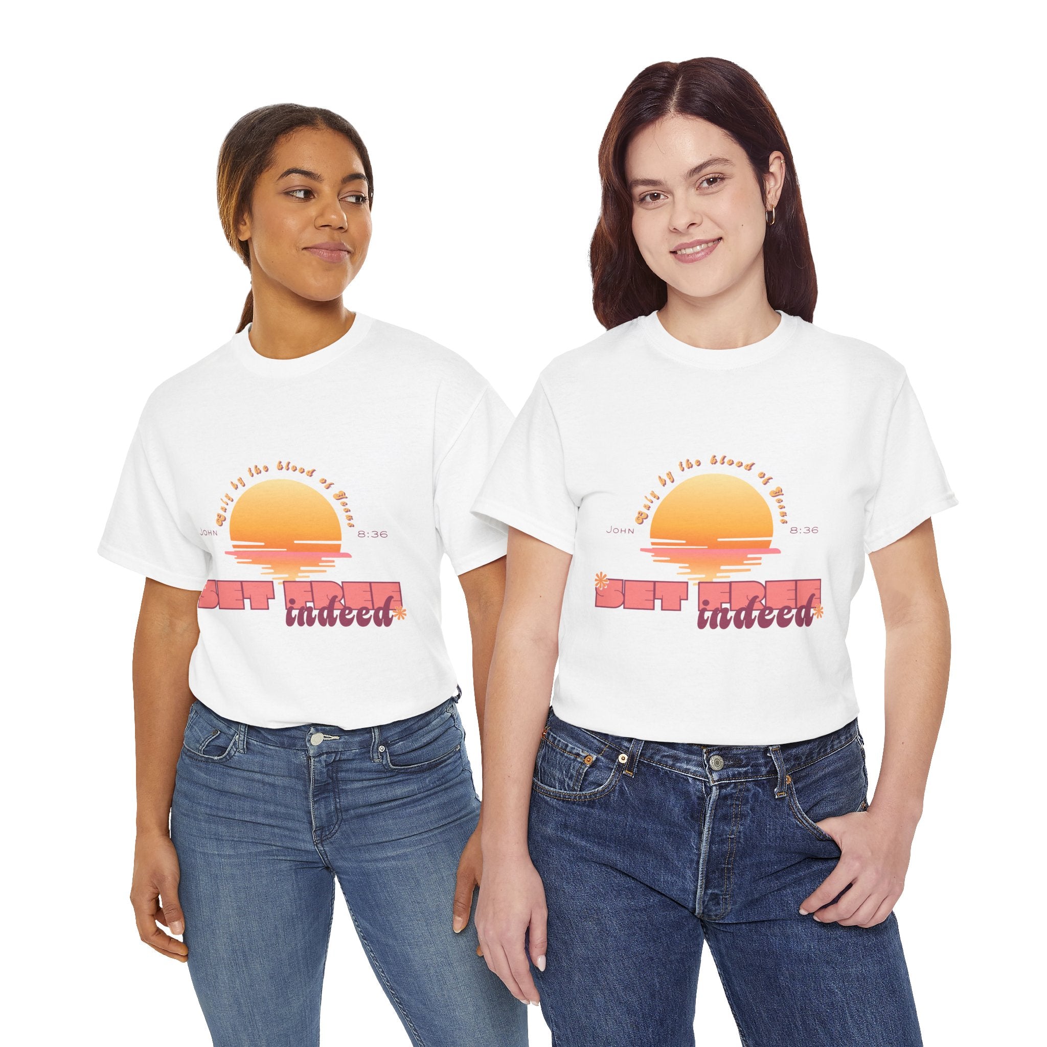 Women's 'Set free indeed' John 8:36- Heavy Cotton Tee