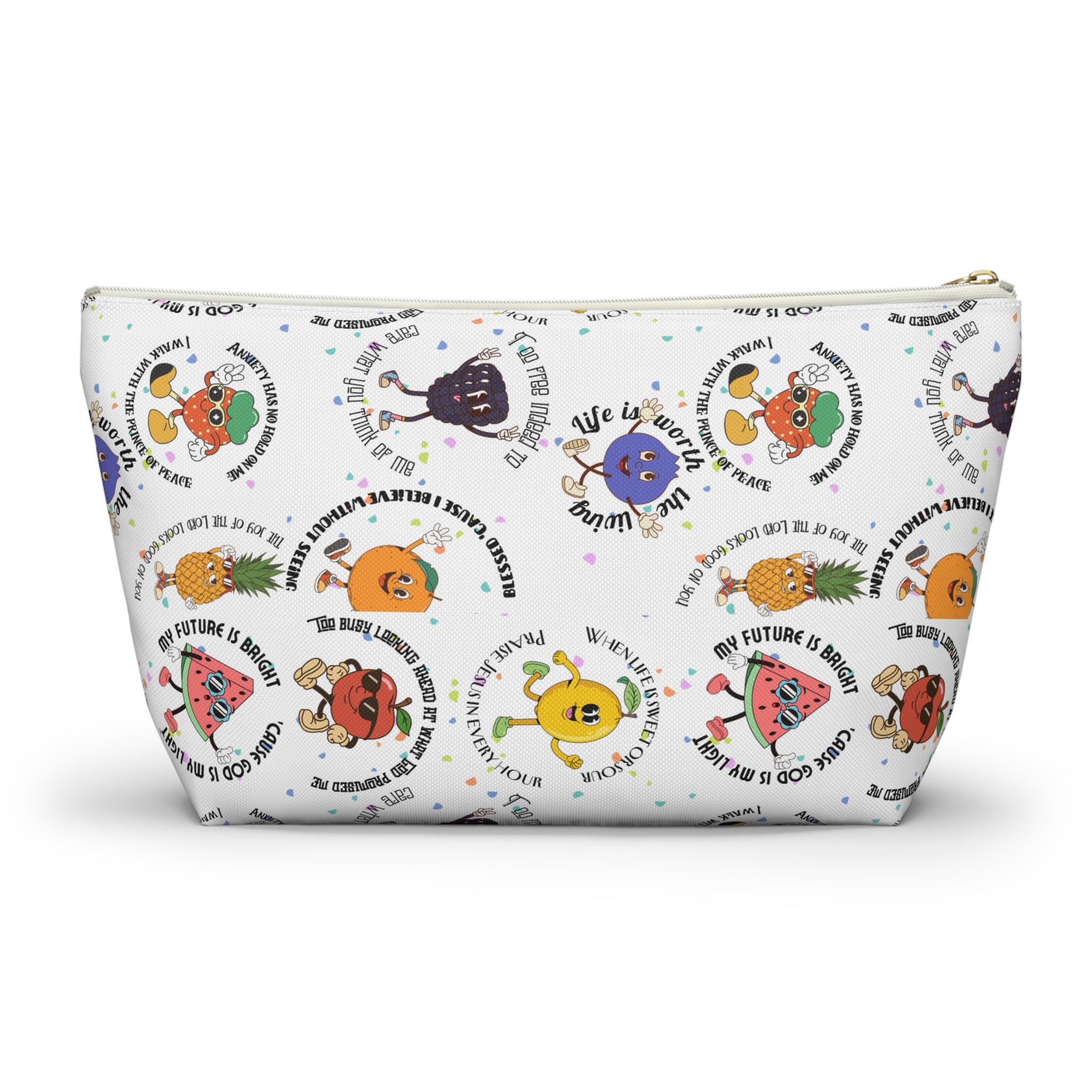 Fruitful Quotes Accessory Pouch — T-Bottom Bag