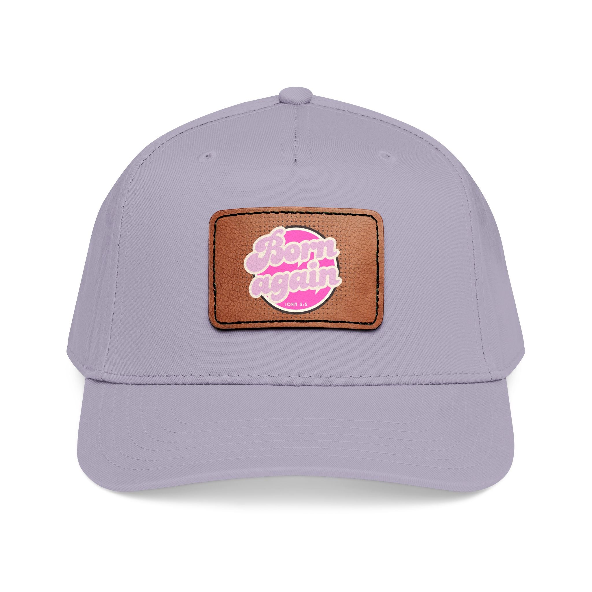 Women's 'Born Again' Leather Patch Baseball Cap — Retro Pink Logo Mid-Profile Hat