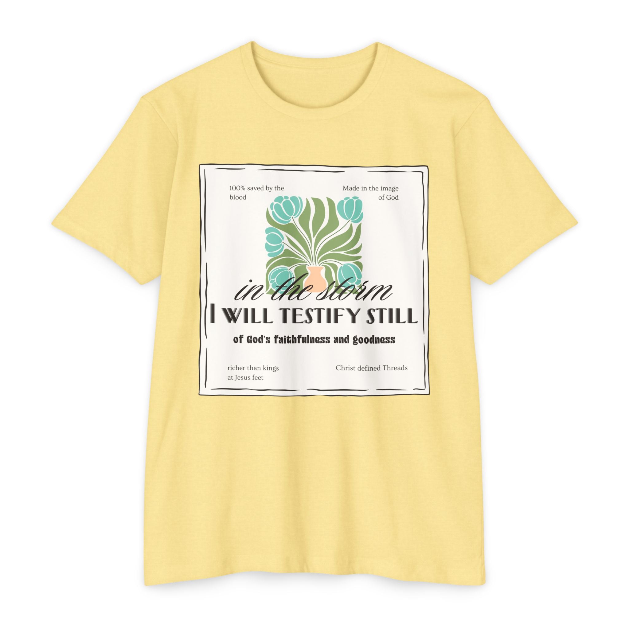 Women's  Faith Graphic T-Shirt — "In the Storm I Will Testify Still" Christian Tee