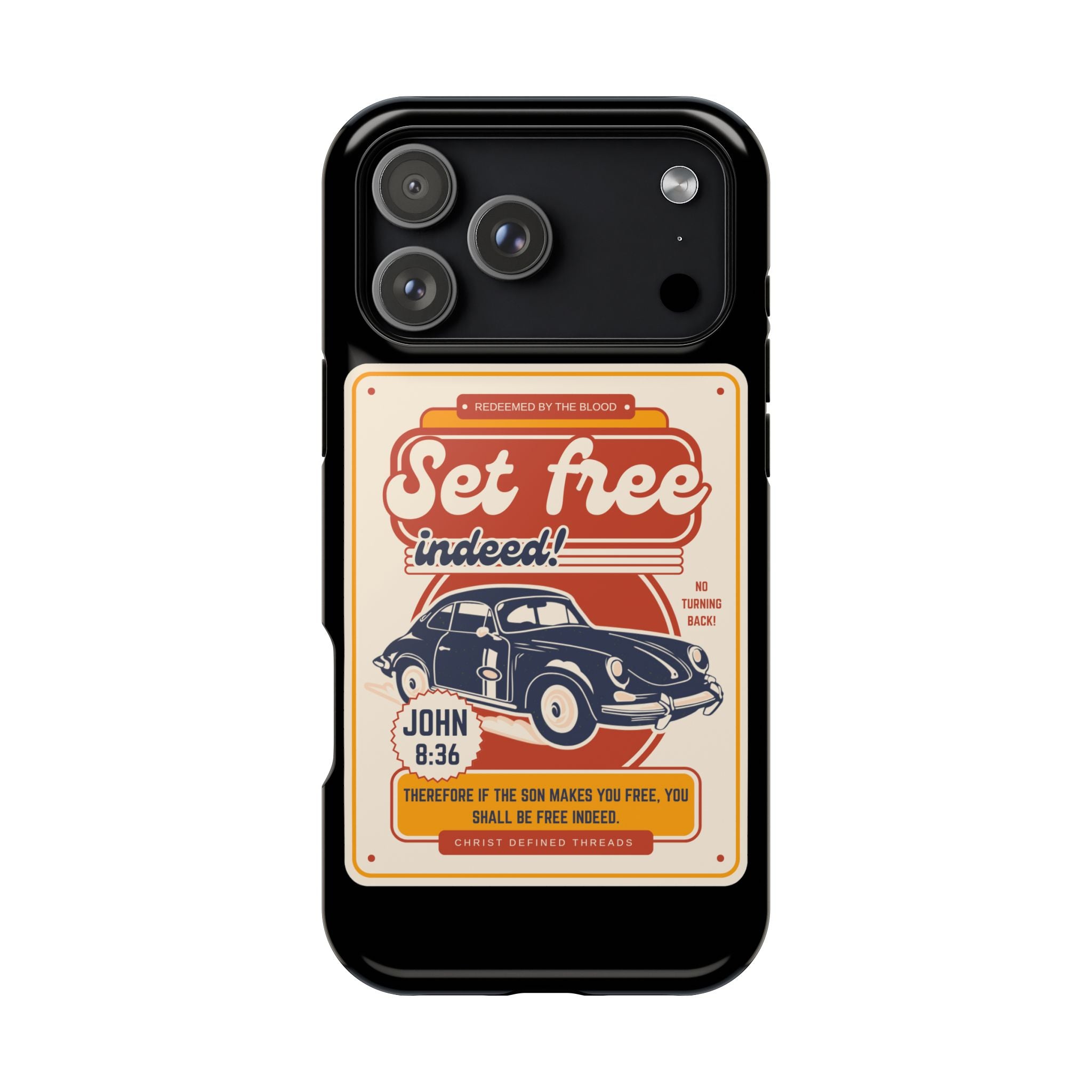 Men's 'Set free indeed' Vintage Graphic Phone Case — Magnetic Impact-Resistant