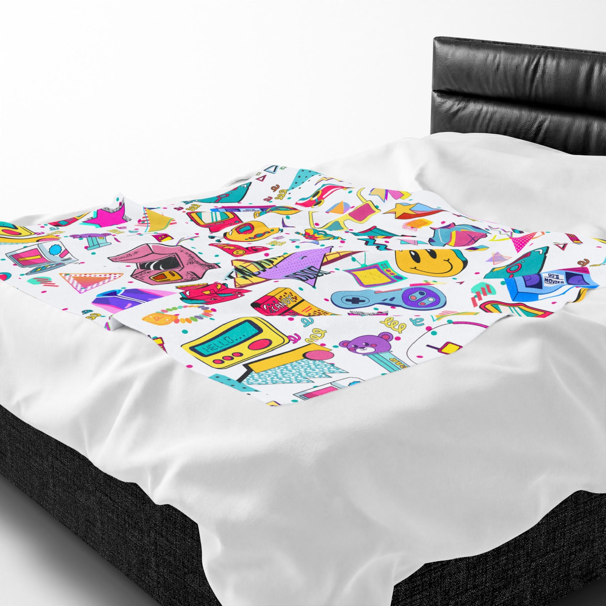 Retro 90s Nostalgia Velveteen Plush Blanket — 'Then and now, God is good' Throw