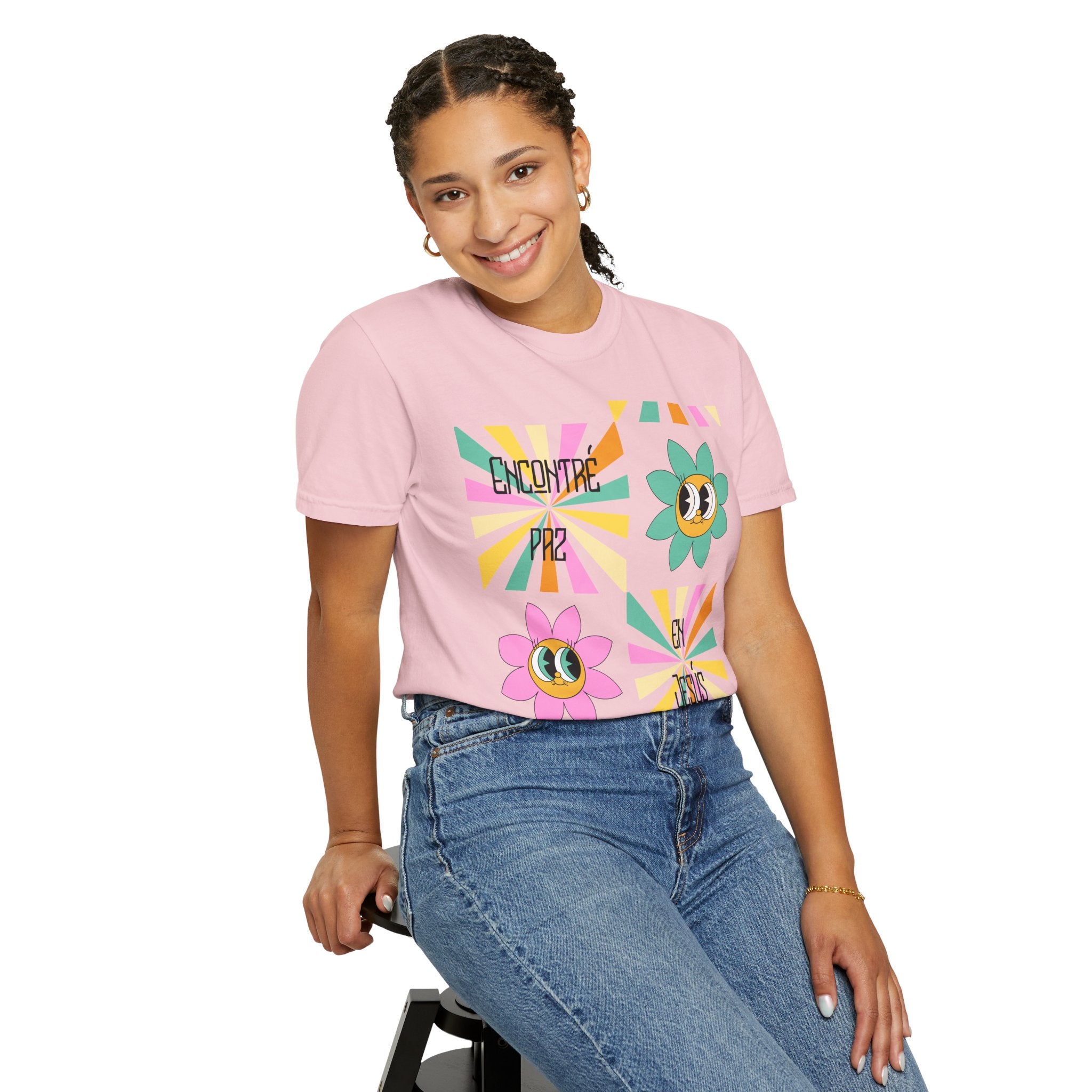 Woman's Spanish "Encontré paz en Jesús"- Camisa Retro Español
