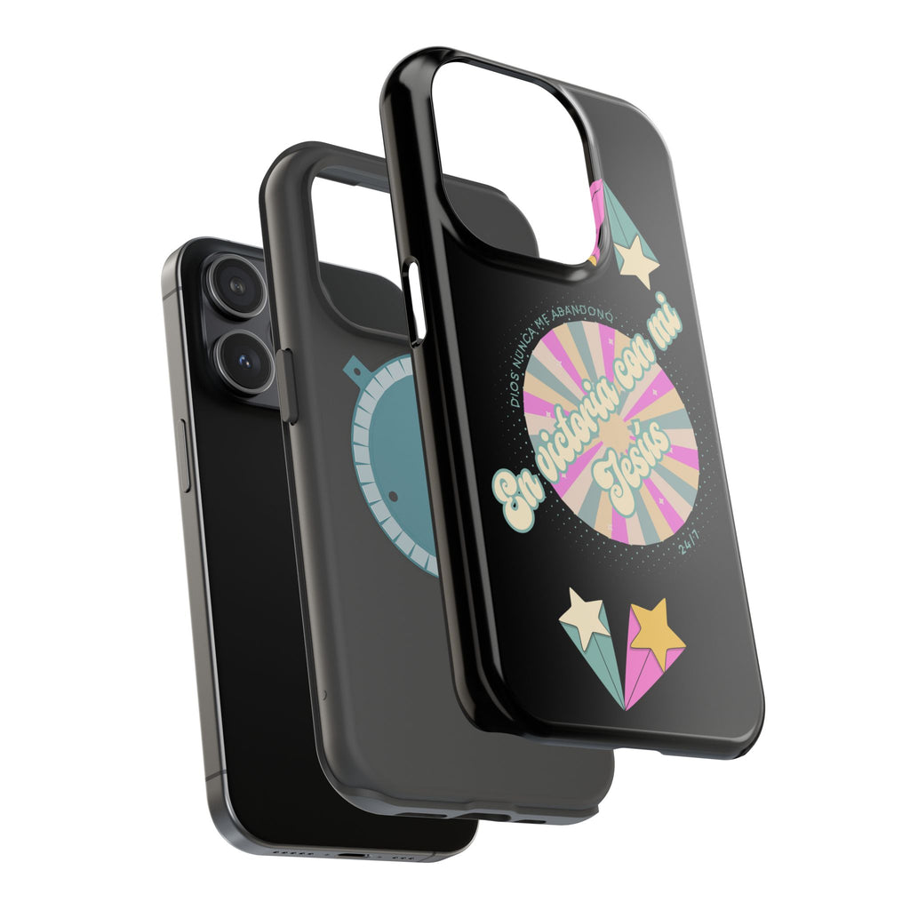 Mujeres Cover de Telefono Magnético e Impacto Resistente— "En Victoria con mi Jesús" Retro Star Design