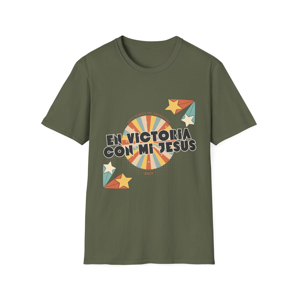 Camisa “En Victoria con mi Jesús” Varones Estilo Retro Sunrise