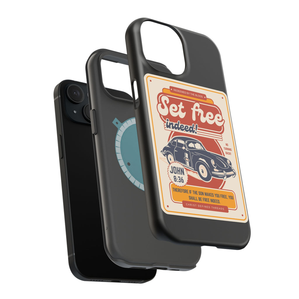 Men's 'Set free indeed' Vintage Graphic Phone Case — Magnetic Impact-Resistant