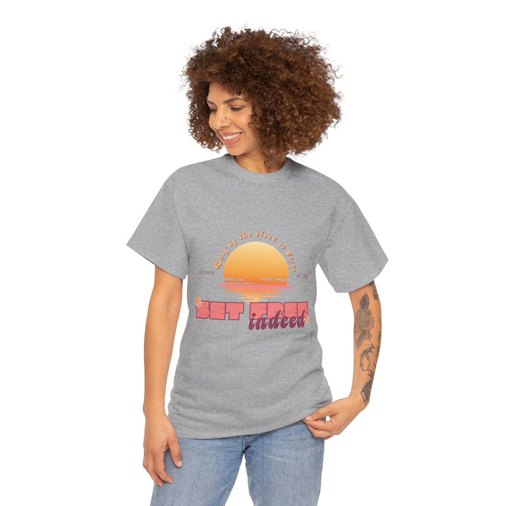 Women's 'Set free indeed' John 8:36- Heavy Cotton Tee