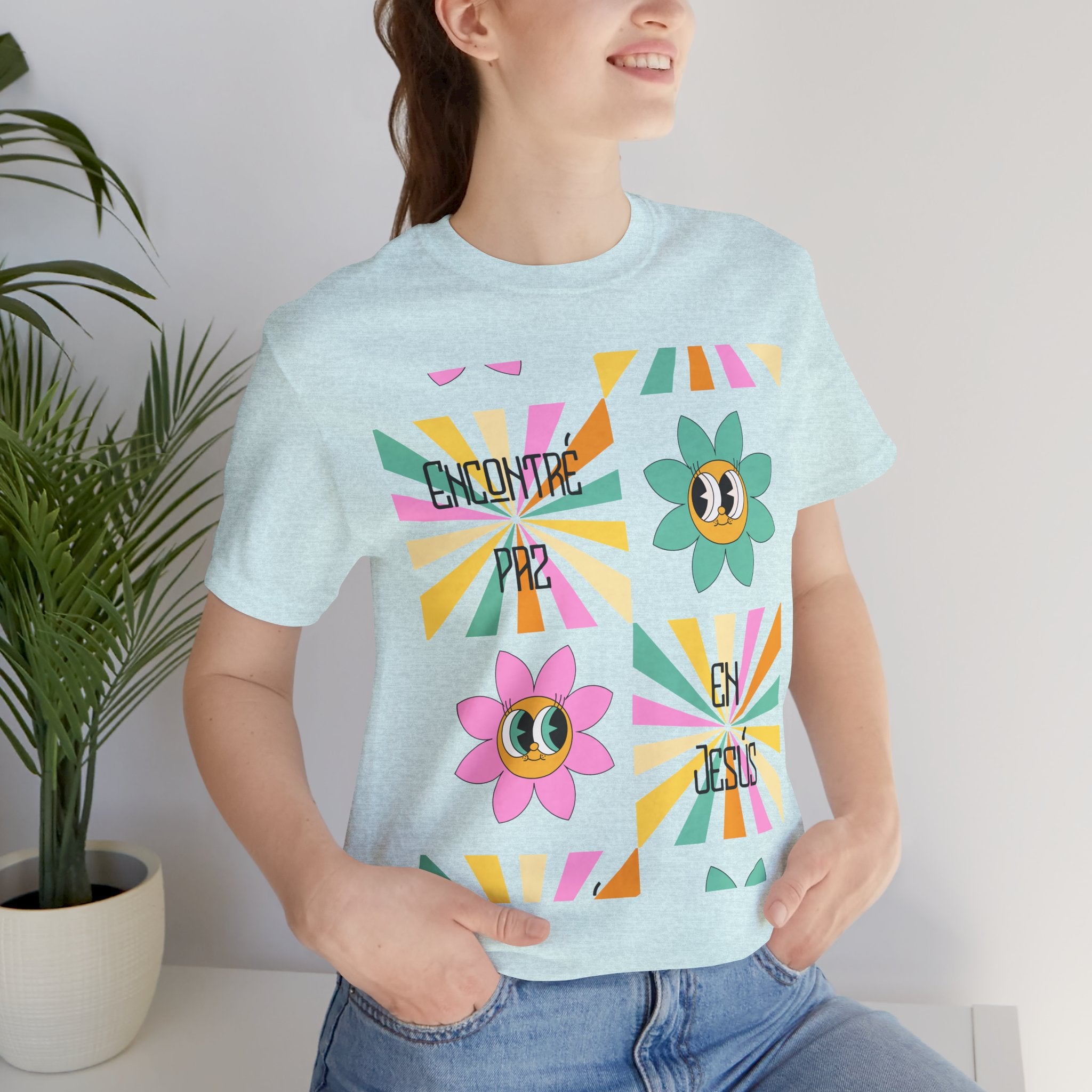 Woman's Spanish "Encontré paz en Jesús"- Camisa Retro Español