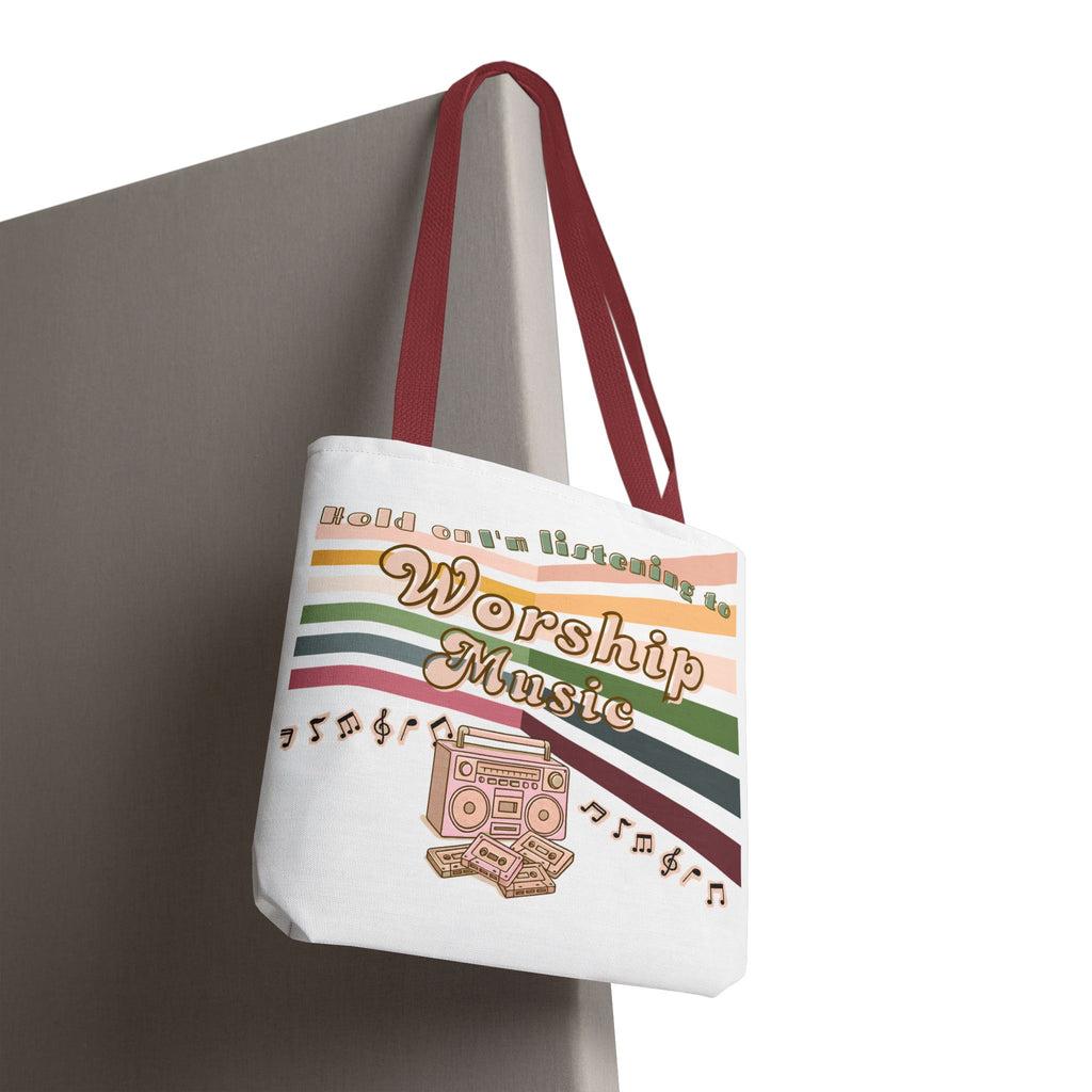 Worship Music Tote Bag – Faith-Inspired Retro Boombox Design