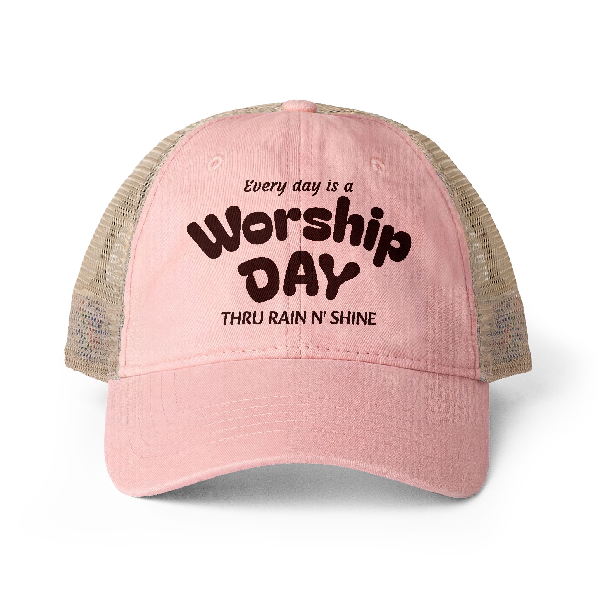 Pink with floral pattern cap embroidered 
